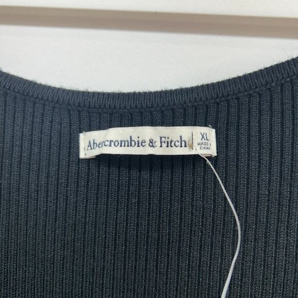 NEW Abercrombie Black Long Sleeve Cut Out Ribbed Knit Midi Sweater Dress XL - Picture 6 of 7